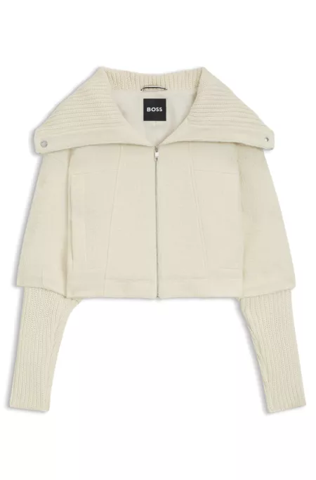 Regular-fit zipped jacket with oversized lapels