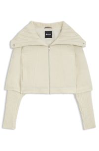 Regular-fit zipped jacket with oversized lapels, White