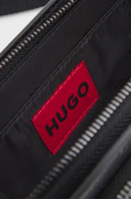 Grained belt bag with stacked-logo trim, Black