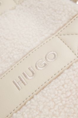 Teddy tote bag with faux-leather trims, Natural