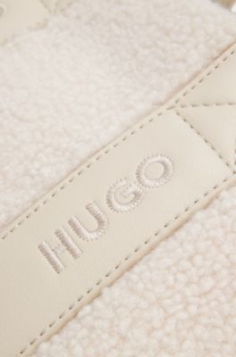 Teddy tote bag with faux-leather trims, Natural