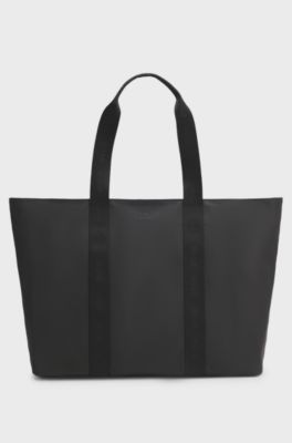 Twill tote bag with tonal-logo handles, Black