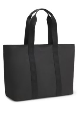 Twill tote bag with tonal-logo handles, Black