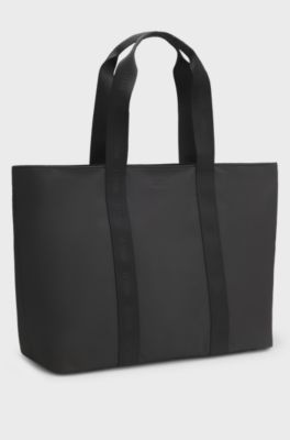 Twill tote bag with tonal-logo handles, Black