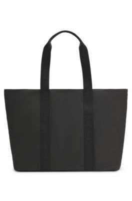 Twill tote bag with tonal-logo handles, Black