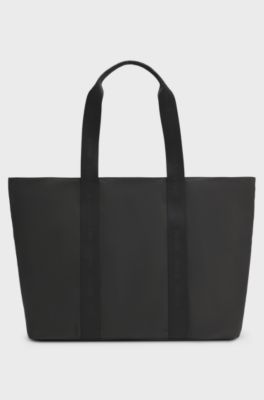 Twill tote bag with tonal-logo handles, Black