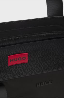 Twill tote bag with tonal-logo handles, Black