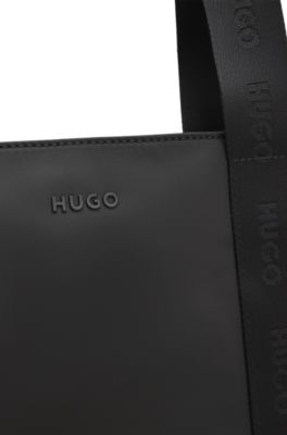 Twill tote bag with tonal-logo handles, Black