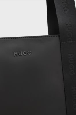 Twill tote bag with tonal-logo handles, Black