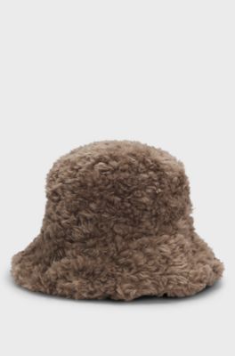 BOSS x Steiff bucket hat in teddy fabric, Brown