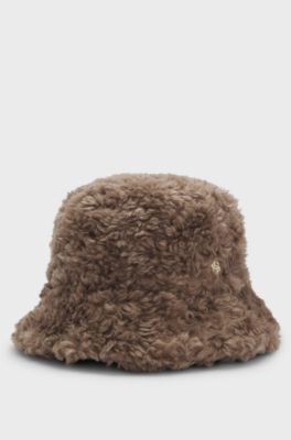 BOSS x Steiff bucket hat in teddy fabric, Brown