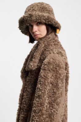 BOSS x Steiff bucket hat in teddy fabric, Brown