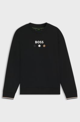 Cotton-terry sweatshirt with logo detail, Black