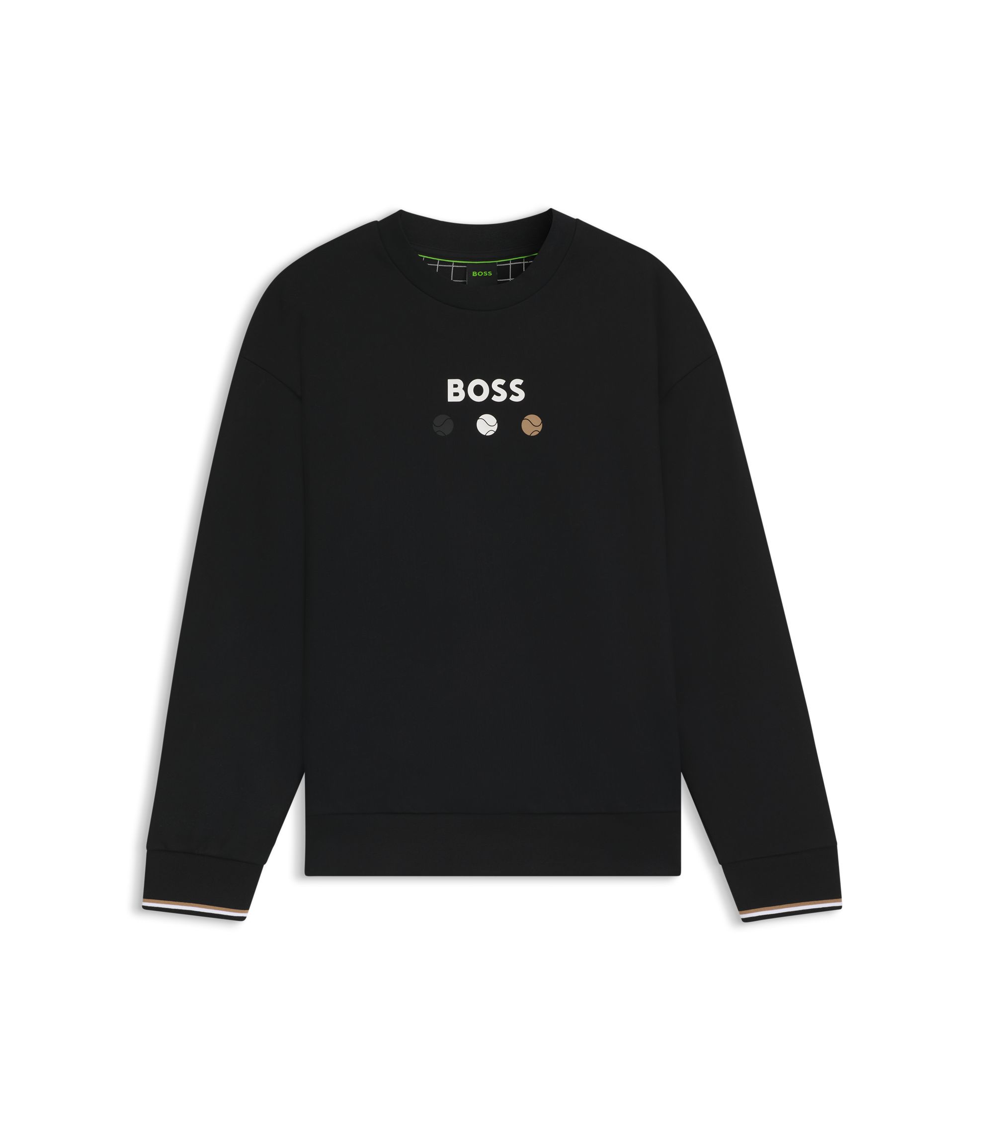 BOSS - Cotton-terry sweatshirt with logo detail - Black
