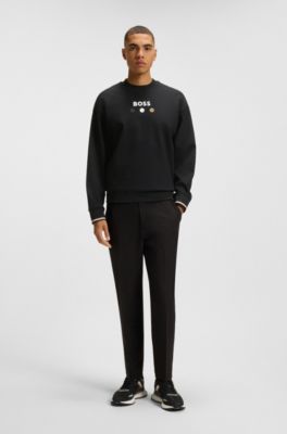 Cotton-terry sweatshirt with logo detail, Black