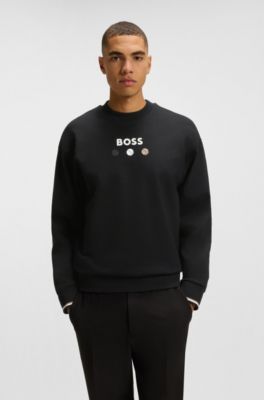 Cotton-terry sweatshirt with logo detail, Black