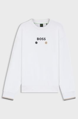 Cotton-terry sweatshirt with logo detail, White
