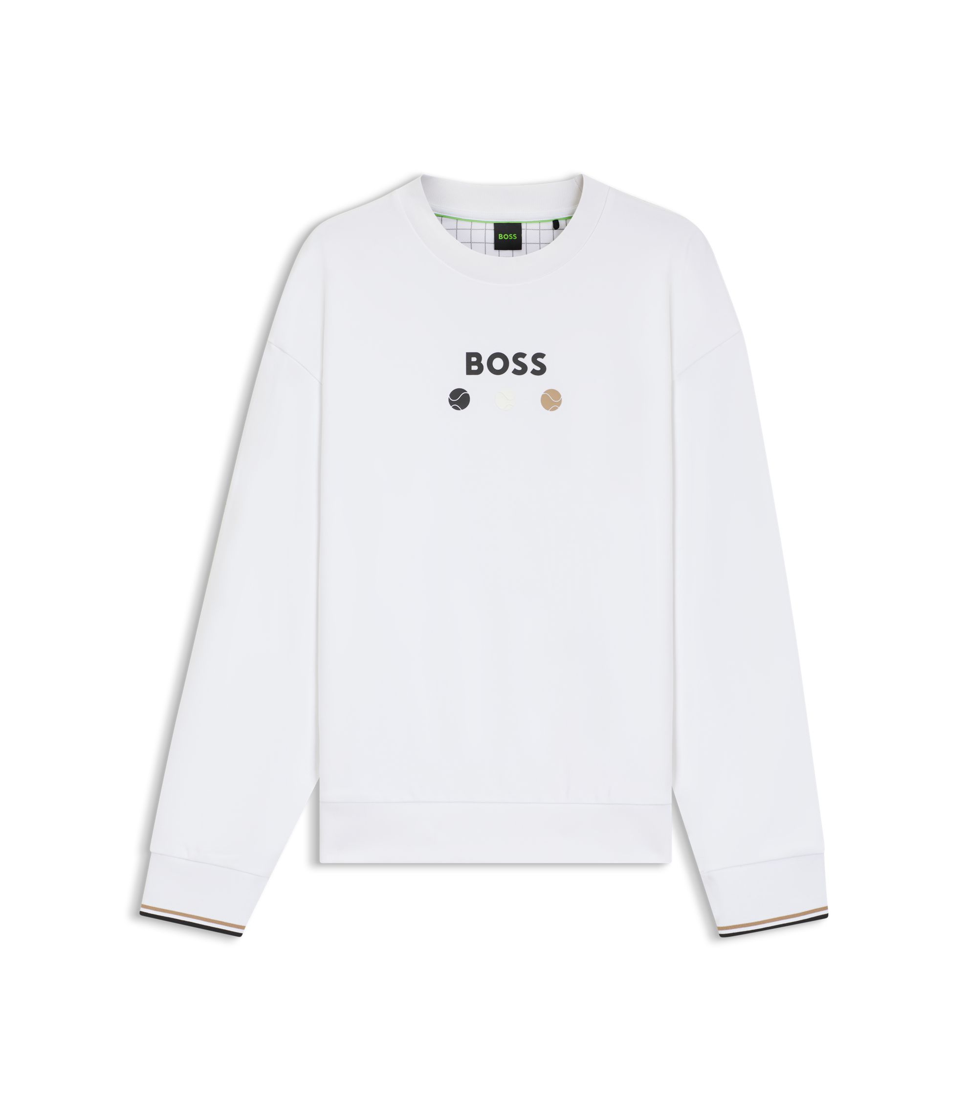 HUGO コットンテリー スウェットシャツ BOSS - コットンテリー スウェットシャツ ロゴディテール - ホワイト