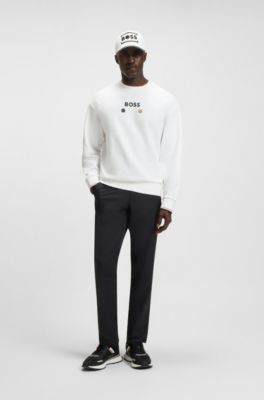Cotton-terry sweatshirt with logo detail, White