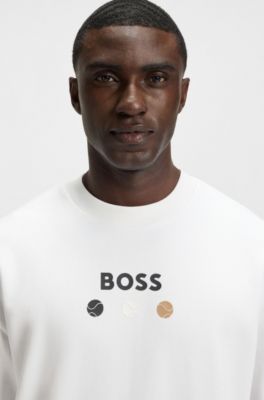 Cotton-terry sweatshirt with logo detail, White