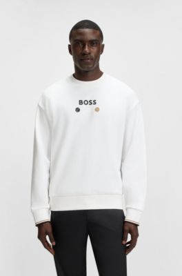 Cotton-terry sweatshirt with logo detail, White