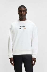 Cotton-terry sweatshirt with logo detail, White