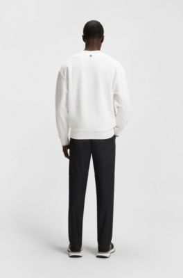 Cotton-terry sweatshirt with logo detail, White