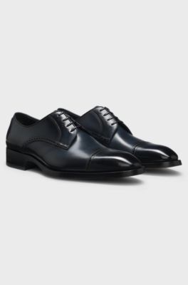 Scarpe derby in pelle con dettagli brogue, Blu scuro