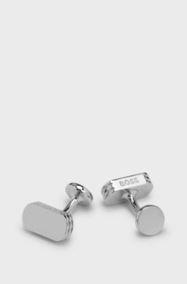 Cufflinks with engraved logo, Silver tone