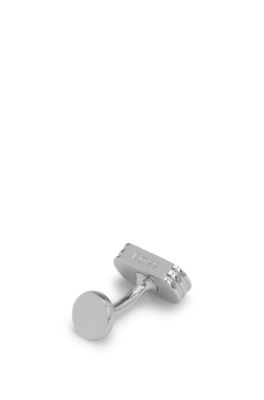 Cufflinks with engraved logo, Silver tone