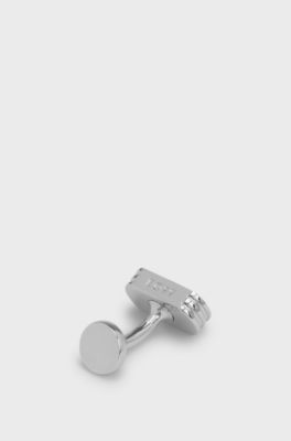 Cufflinks with engraved logo, Silver tone
