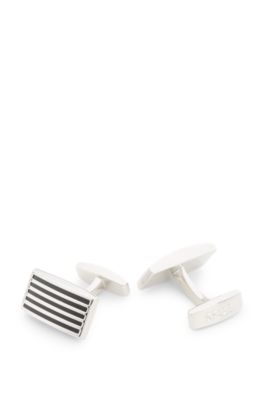 Cufflinks with coloured lines, Black