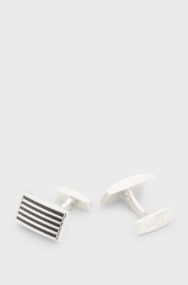 Cufflinks with coloured lines, Black