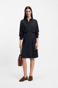 Relaxed-fit shirt dress with detachable belt, Dark Blue