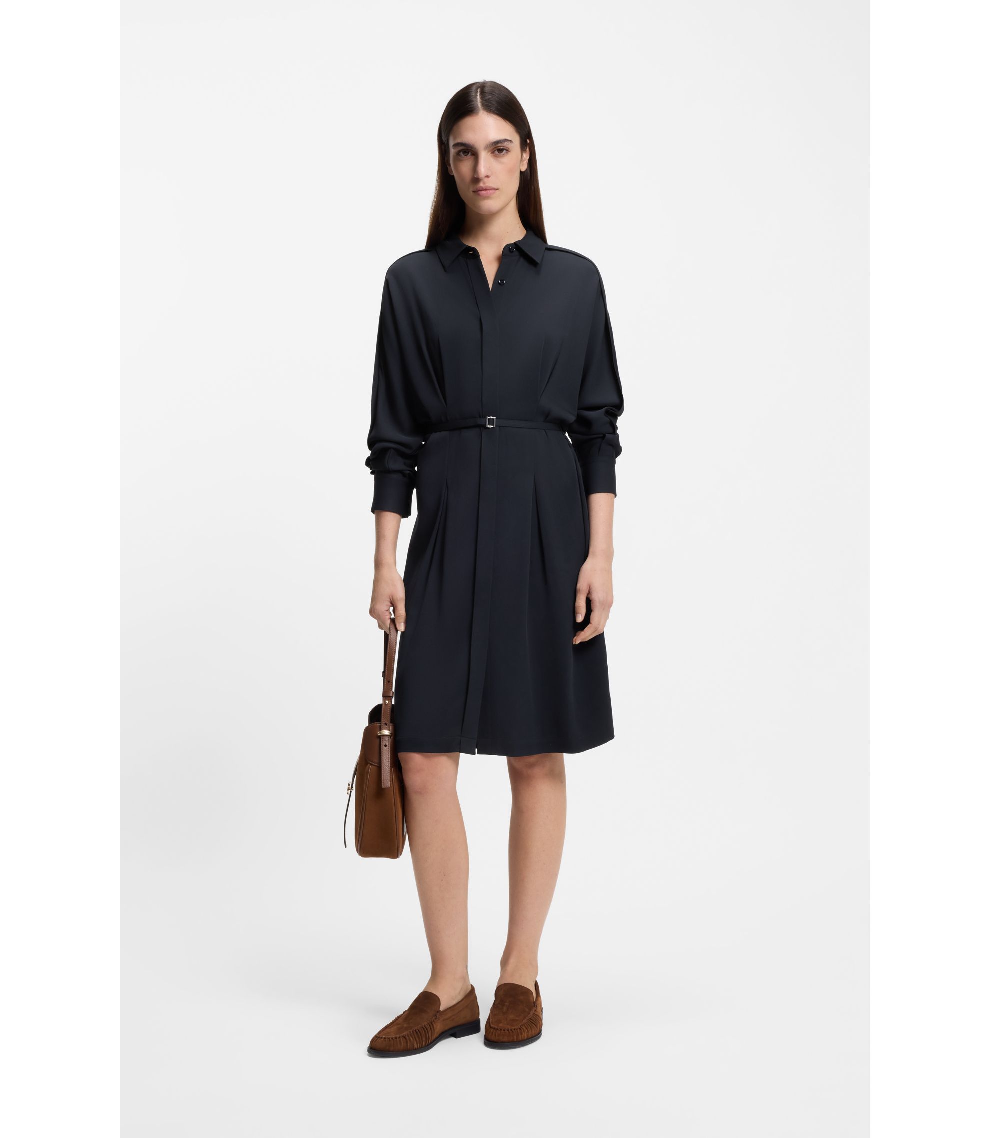 Relaxed-Fit Hemdblusenkleid mit abnehmbarem Gürtel