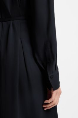 Relaxed-fit shirt dress with detachable belt, Dark Blue