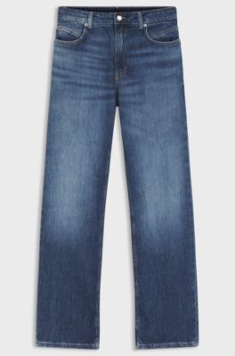Regular-fit jeans in blue marbled denim, Dark Blue