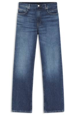 Boss Regular-fit jeans in blue marbled denim dam – bild 4