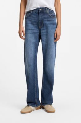 Vaqueros regular fit de denim azul jaspeado, Azul oscuro