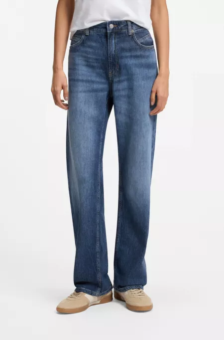 Regular-fit jeans in blue marbled denim