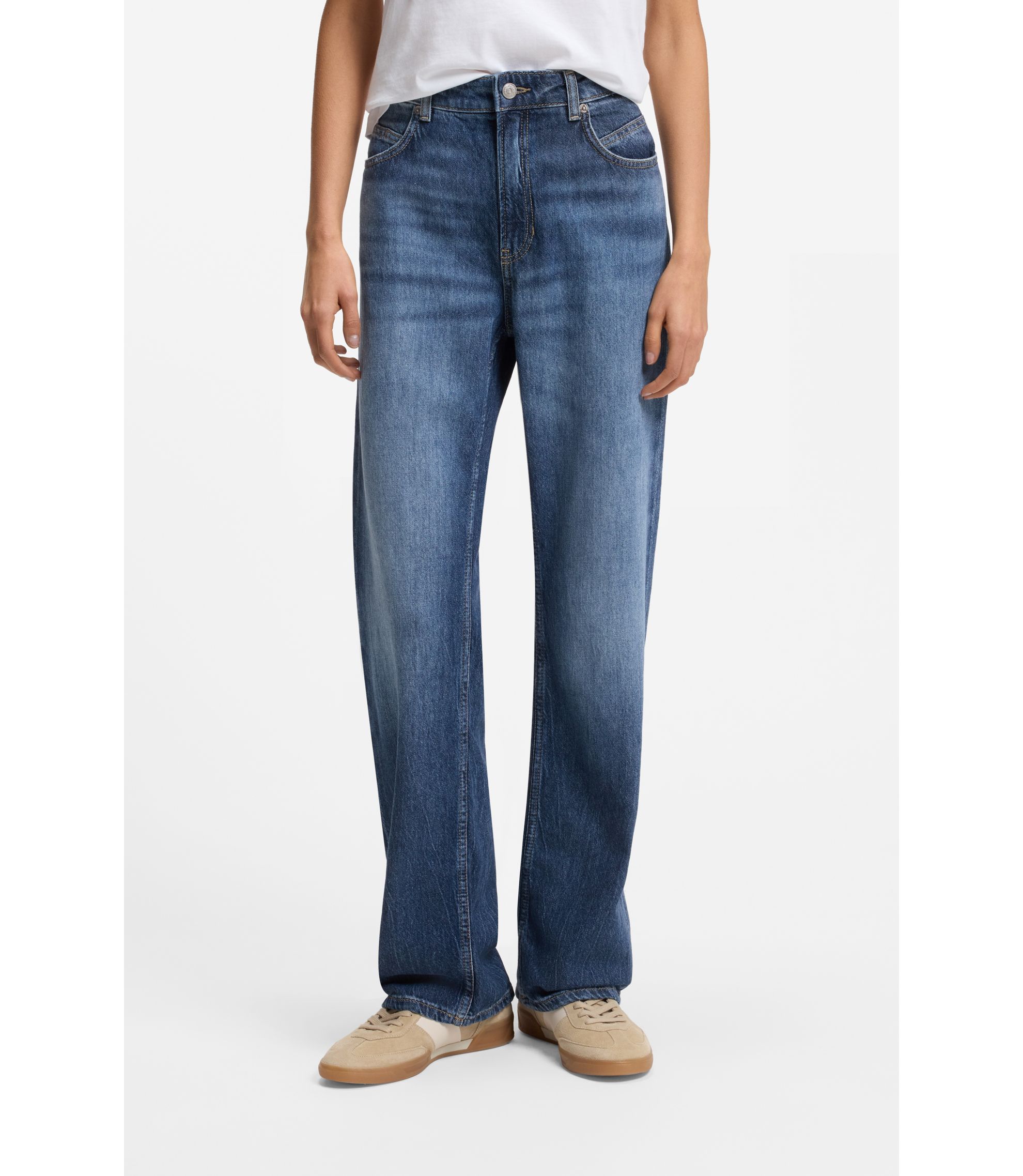 Regular-Fit Jeans aus blau marmoriertem Denim