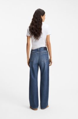 Regular-fit jeans in blue marbled denim, Dark Blue