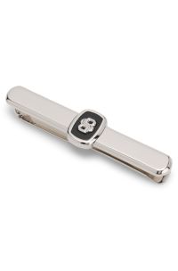 Tie clip with Double B monogram and enamel insert, Black