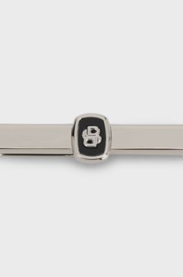 Tie clip with Double B monogram and enamel insert, Black