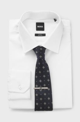 Tie clip with Double B monogram and enamel insert, Black