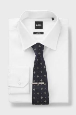 Tie clip with Double B monogram and enamel insert, Black
