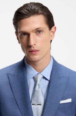 Tie clip with Double B monogram and enamel insert, Dark Blue