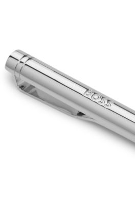 Gift-boxed brass cufflinks and tie bar set, Silver