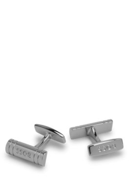 Set con gemelli e fermacravatta in ottone in confezione regalo, Argento