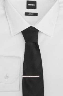 Set con gemelli e fermacravatta in ottone in confezione regalo, Argento